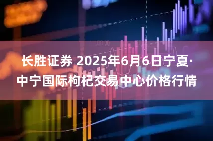 长胜证券 2025年6月6日宁夏·中宁国际枸杞交易中心价格行情